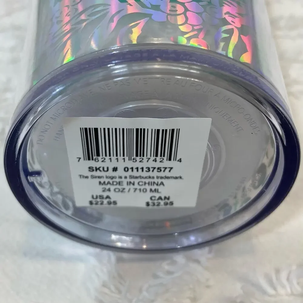 STARBUCKS Trademark Siren Logo Tumbler Collectable Green Iridescent Sz 24oz